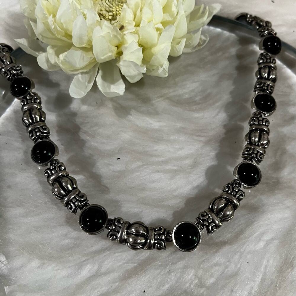 NEW Sundance Vintage Mexican Sterling Silver Glass Chunky Link Clasp Necklace 18